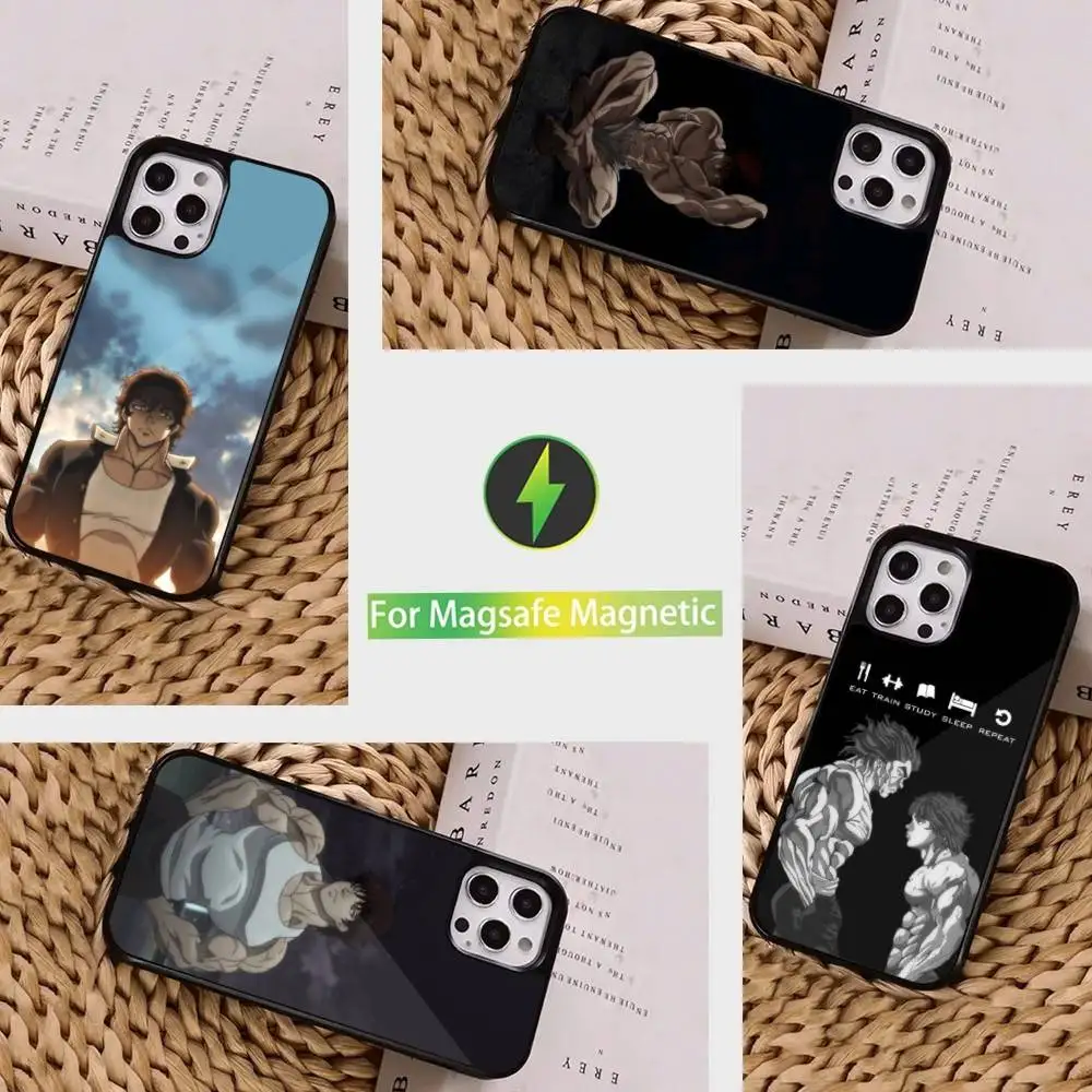 

B-Baki H-Hanma Anime Phone Case For iPhone 16,15,14,13,12,11,Pro,Max,Plus,Mini, Magsafe,Magnetic Wireless Charging Case
