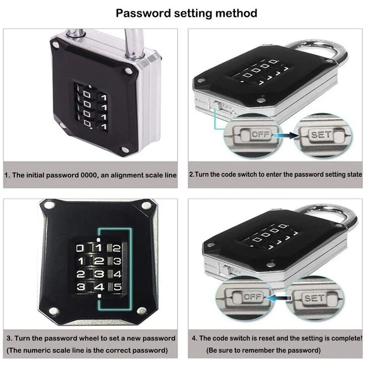 Outdoor Padlocks 2 Pack Gym Locker Lock 4 Digit Heavy Duty Weatherproof Combination Padlock Easy Read Resettable Numbers