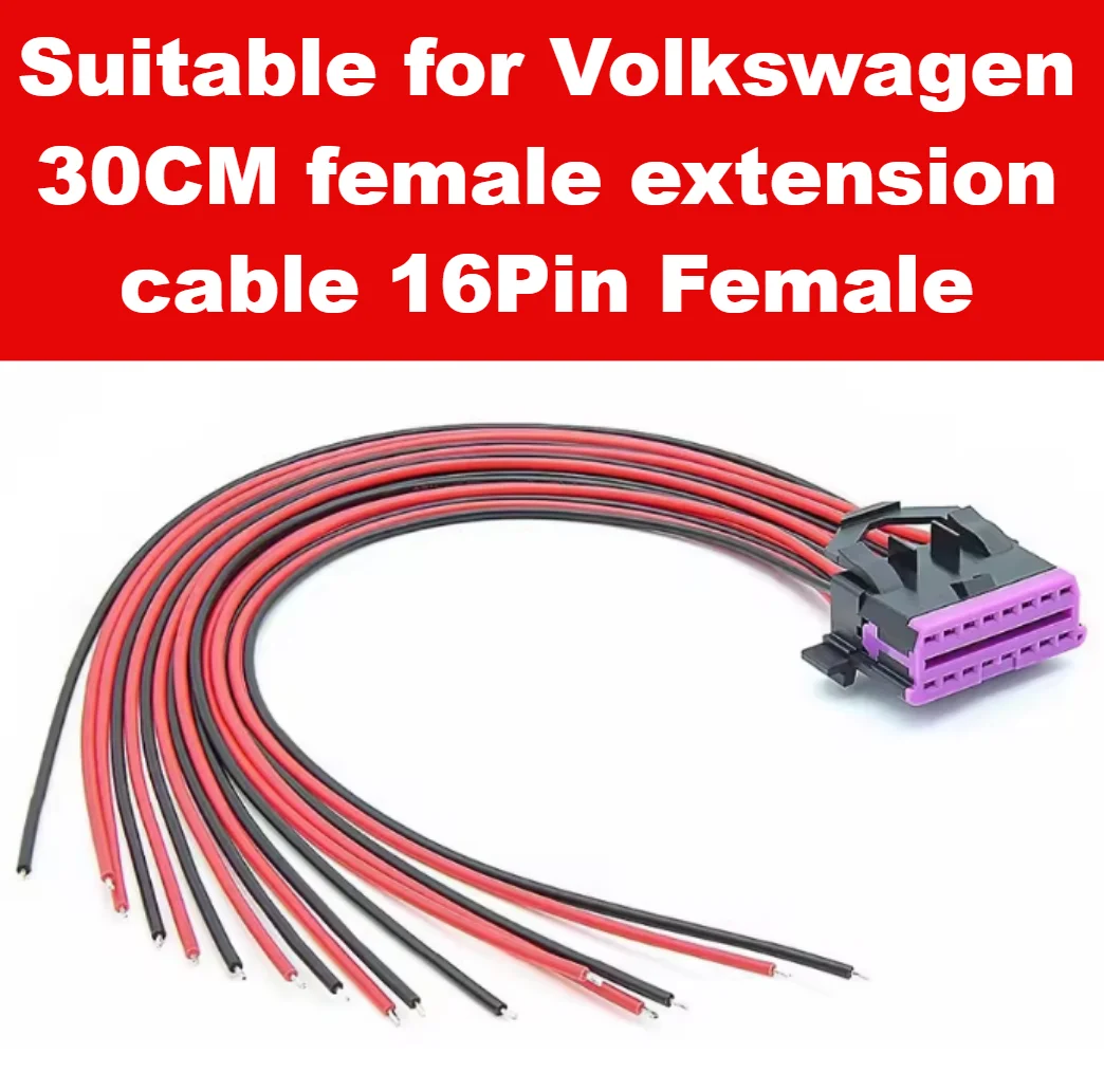 

Snap-In Terminal Female Extension Cable Accessories OBD2 16Pin Female Connector For Mass High Quality 30CM