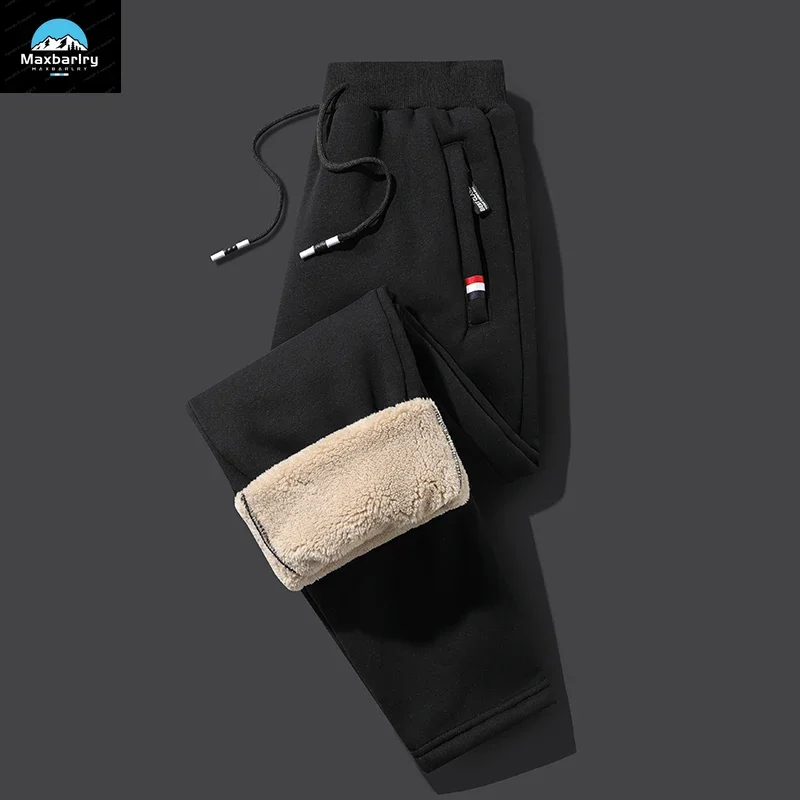 

8XL Winter Lamb Wool Pants Men's Trousers Thickened Warm Drawstring Waist Casual Pants Men's Loose Gym Running Training Pants