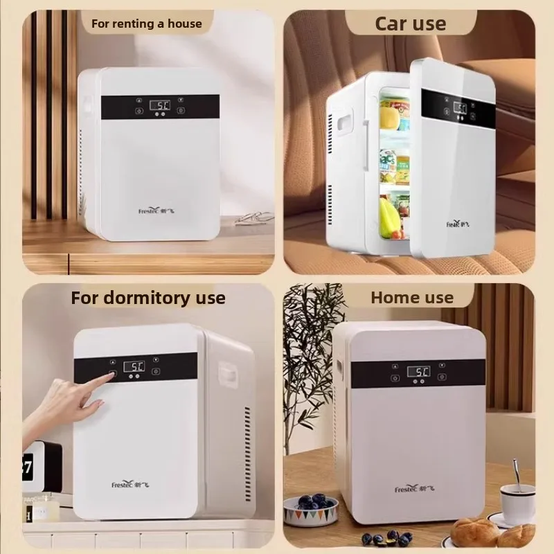 20L Car Refrigerator Dual Zone Portable Mini Fridge Freezer with 2 Layers Thermoelectric Cooler Warmer for Vehicle Home Dorm Use