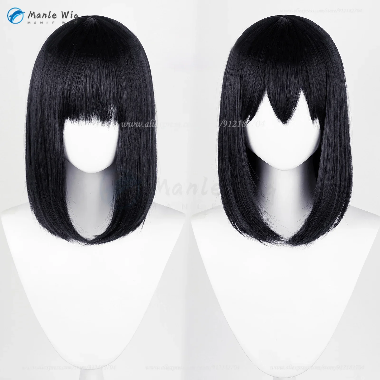 Anime Shimizu kiyoko Wigs 45cm Black Blue Shimizu kiyoko Cosplay Wig Heat Resistant Synthetic Hair Women Role Play Wig + Wig Cap