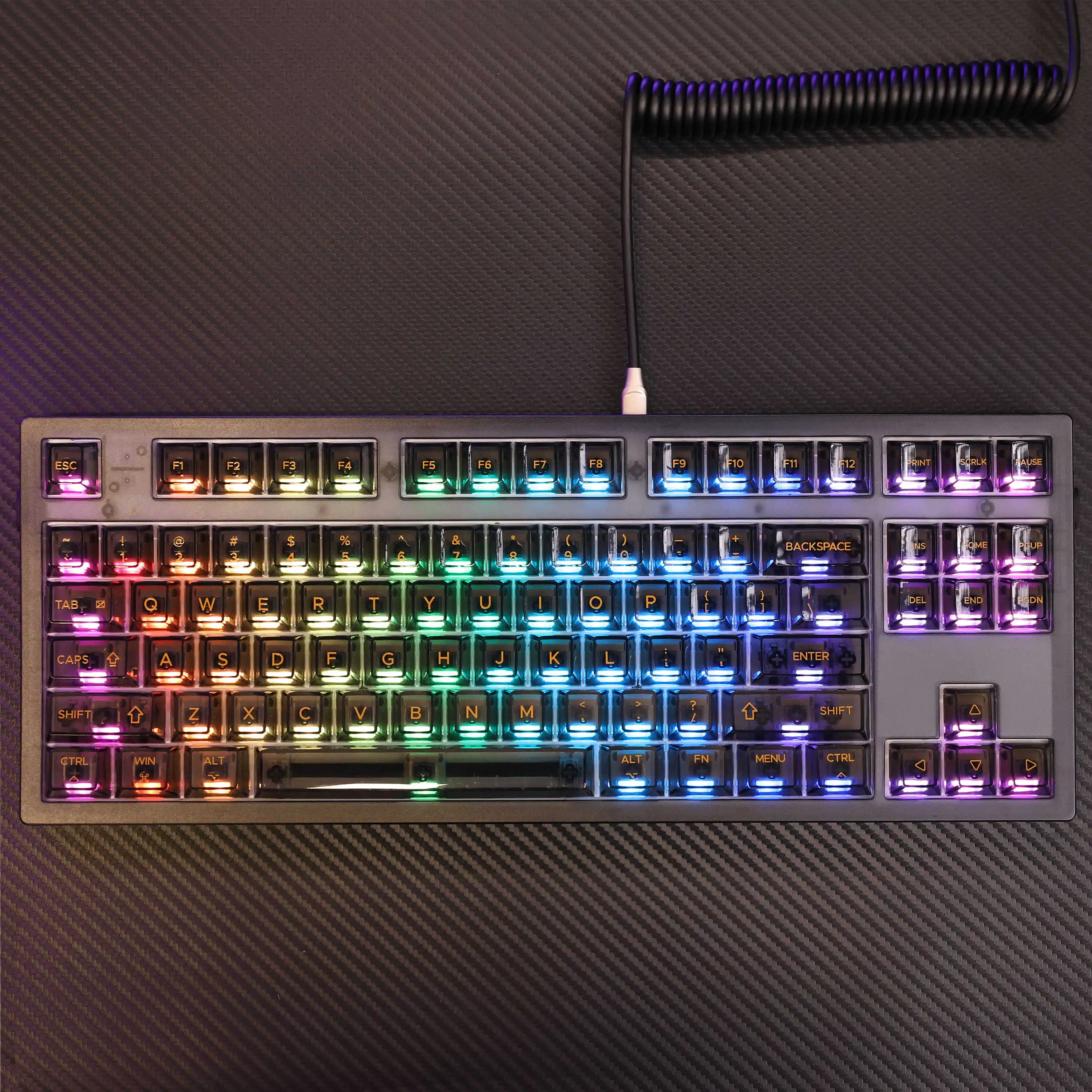 Imagem -03 - Keycaps Transparentes Conjunto para Teclado Mecânico pc Pbt Custom Cherry Profile Acessórios Presente Preto