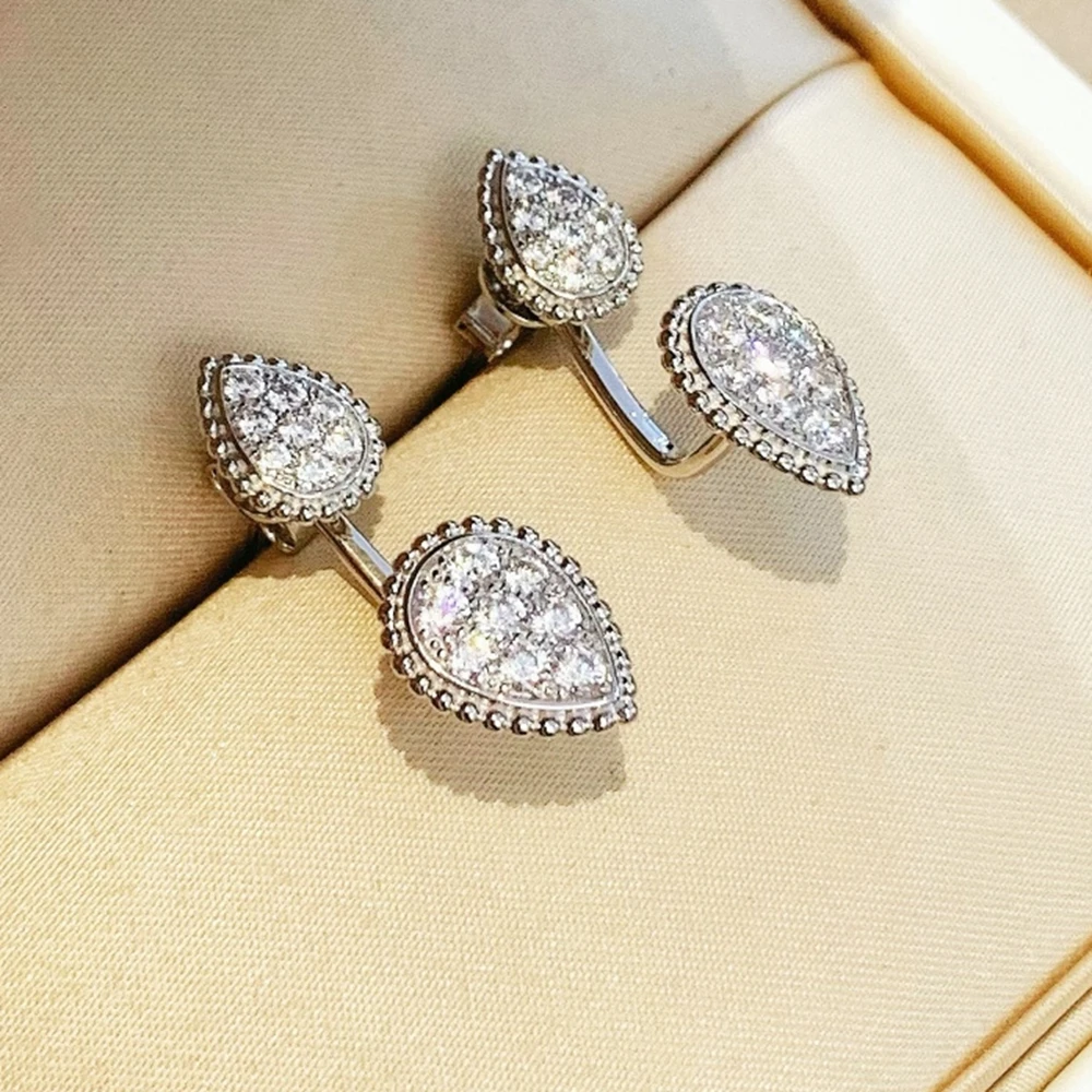 

Solid 925 Silver With 5A Zircon High Carbon Diamond Stone Water Drop Earrings Fine Luxury Designer Jewelry For Women Party