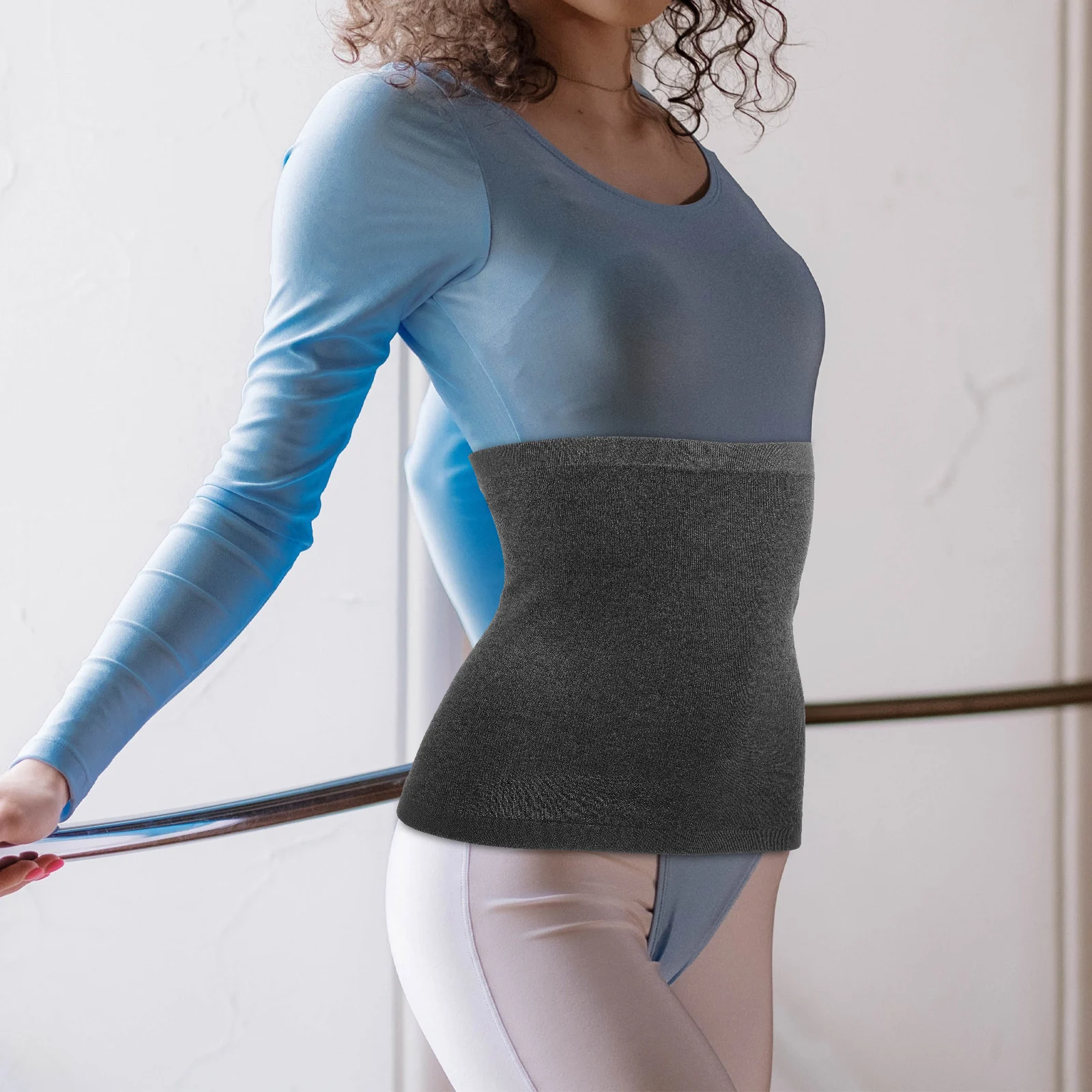 

Ergonomic Waist Protector Belt Gray Large Fit Support Warmth for Winter Outdoor Reusable Waist Band