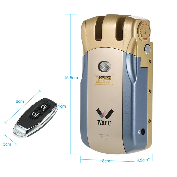 WAFU 010 Wireless Remote Control Electronic Lock Invisible Keyless Entry Intelligent Lock with 4 Remote Keys