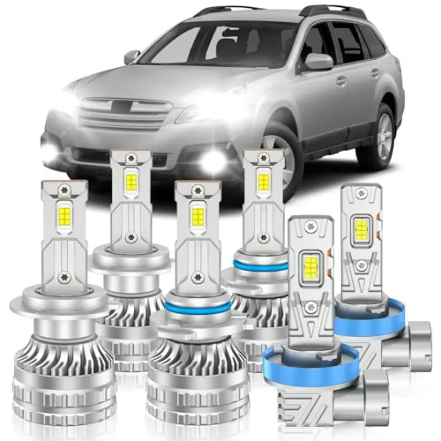 

Fog Light Bulbs for 2010-2014 Subaru Outback, HighLow Beam Combo, Upgraded 800 Brightness, 6000K Pure White Light, Pack of 6