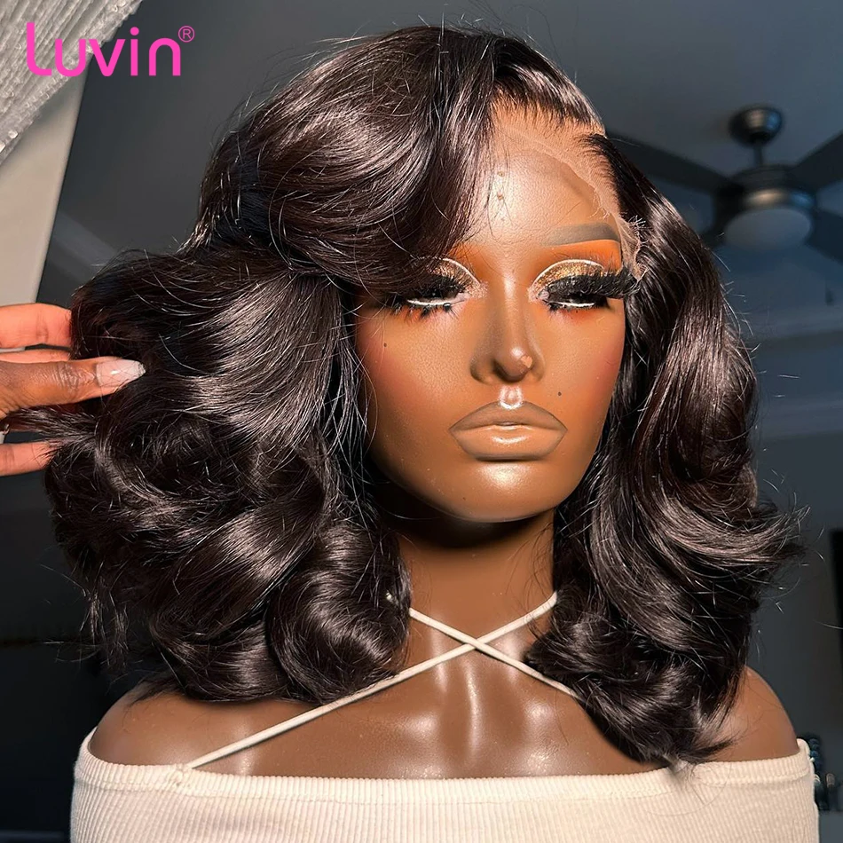 Luvin Transparent Body Wave Lace Frontal Bob Wig Pre Plucked 13x4 Human Hair Wigs Short 5x5 Bob Glueless Wig For Women