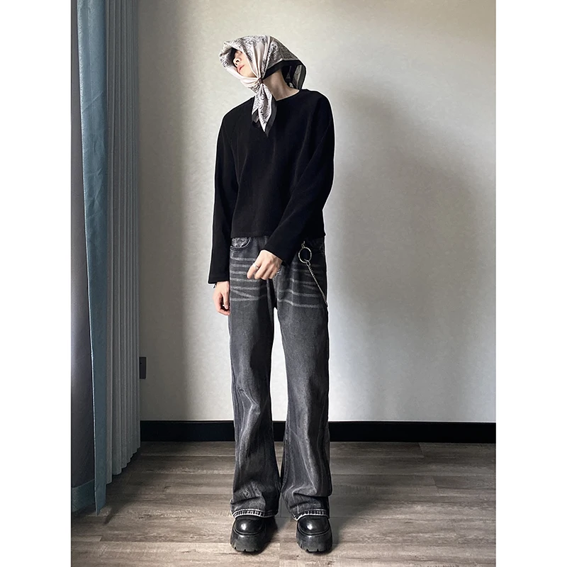 

Men's High Street k Sle Straight Leg Casual Jeans Spring Autumn New Faion Bell Bot American Denim Jeans