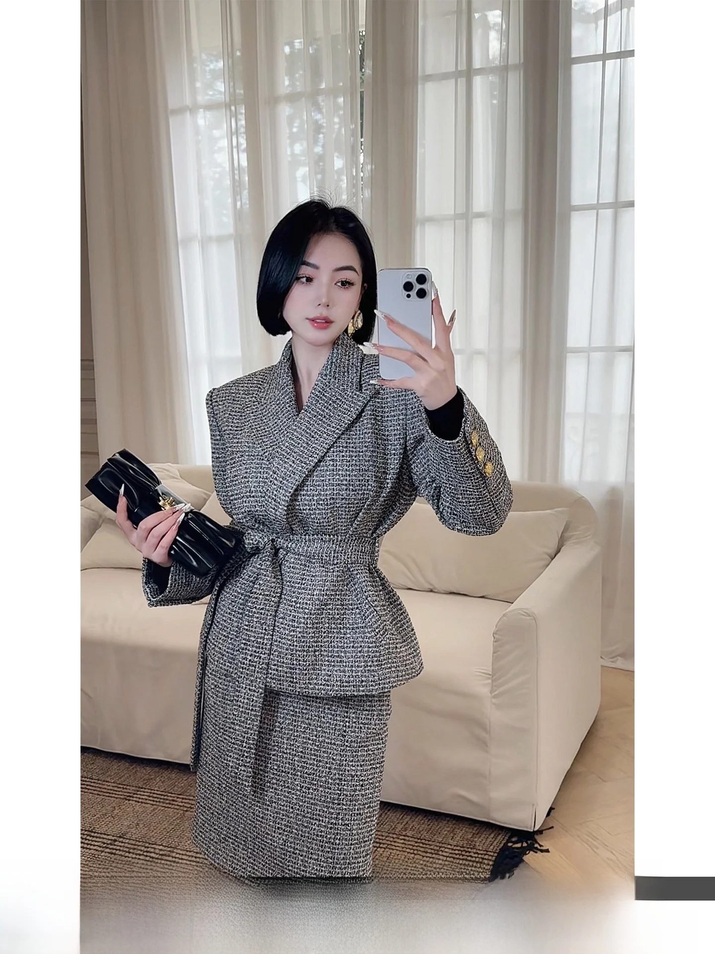 

Модный женский костюм LYXJ: комплект из юбки миди с высокой талией и жакета, весна 2026