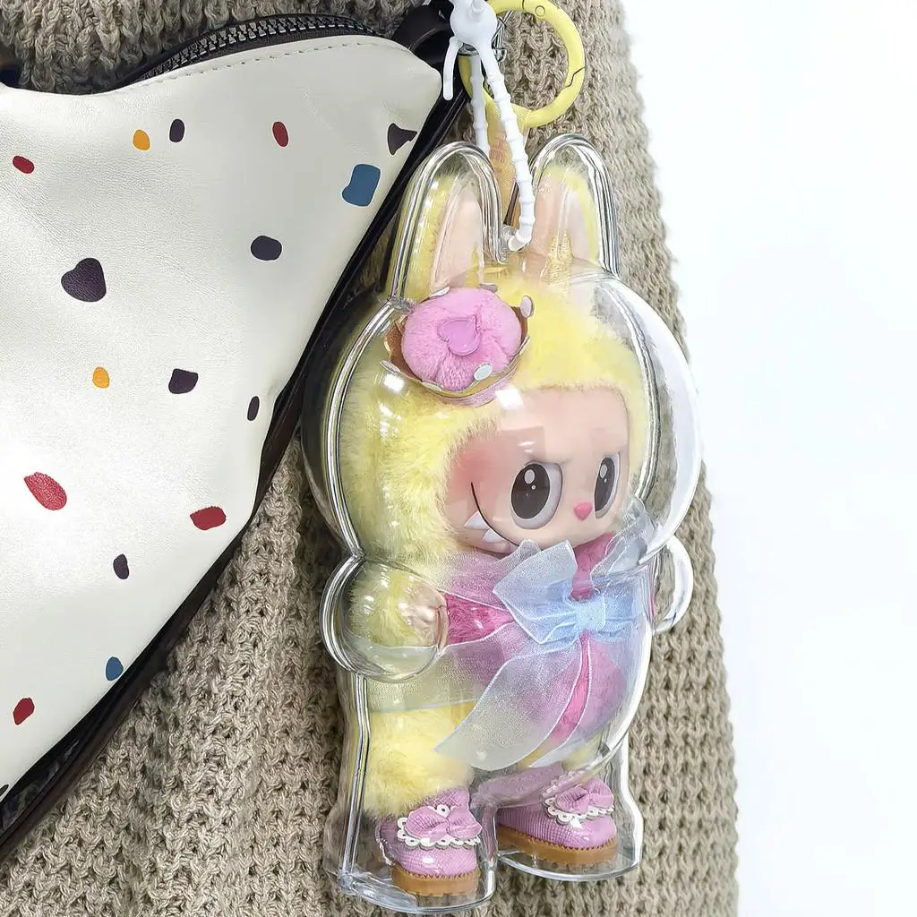 For Labubu Fall in Wild transparent protective case Storage For Plush Dolls Display Bag No Doll Portable Cable Organizer Box