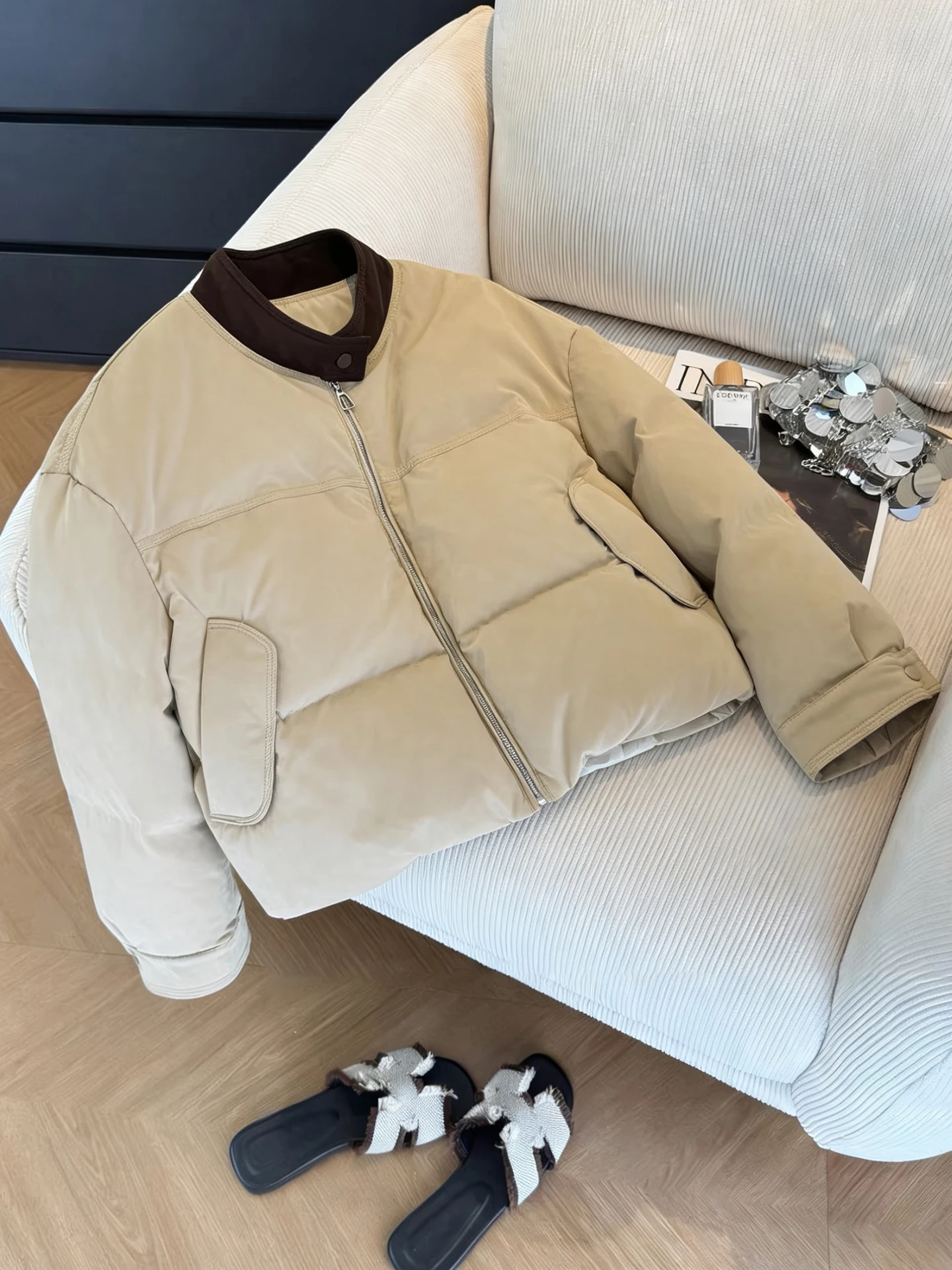 

Японская куртка унисекс с контрастными вставками и воротником-стойкой, хлопковая, осенне-зимняя, свободного кроя, на молнии