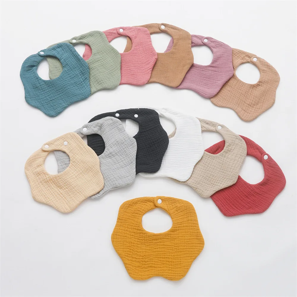 6 Layers of Cotton Gauze Baby Bibs Solid Color Infant Bib Newborn Burp Cloths Bandana Scarf for Boys Girls Feeding Saliva Towel