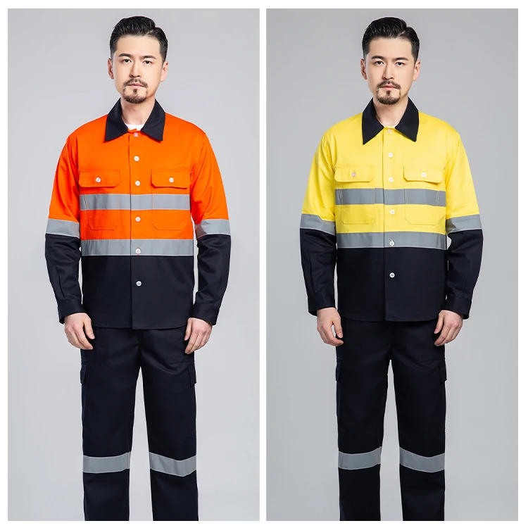 Ropa de trabajo de alta visibilidad para hombres, chaqueta, uniforme, monos, camisa reflectante de seguridad Industrial