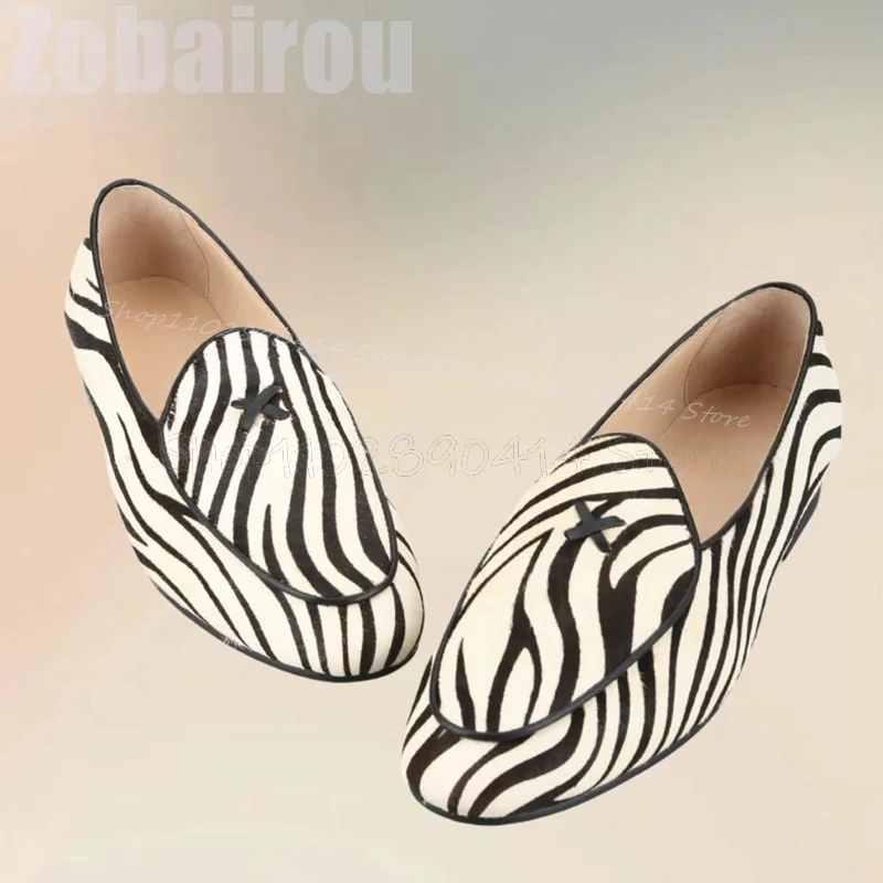 

Zebra Print Bow Knot Horsehair Penny Loafers Fashion Slip On Men Shoes Luxurious Handmade Party Banquet Dating Men Casual Shoes