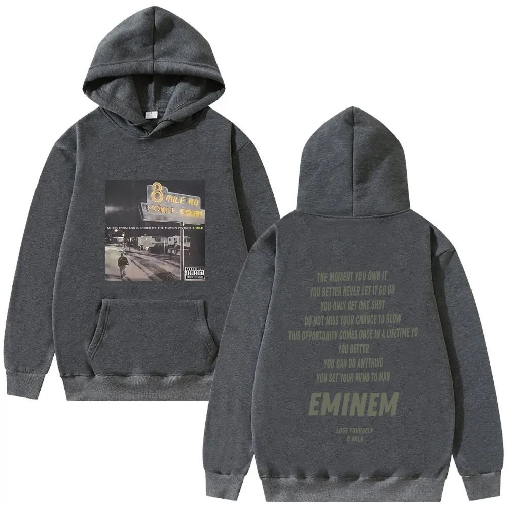 Rapper Eminem 8 Mile Graphic Hoodie Men Women Hip Hop Fashion Pop Music Streetwear Male Oversized Fleece Cotton Pullover Hoodies