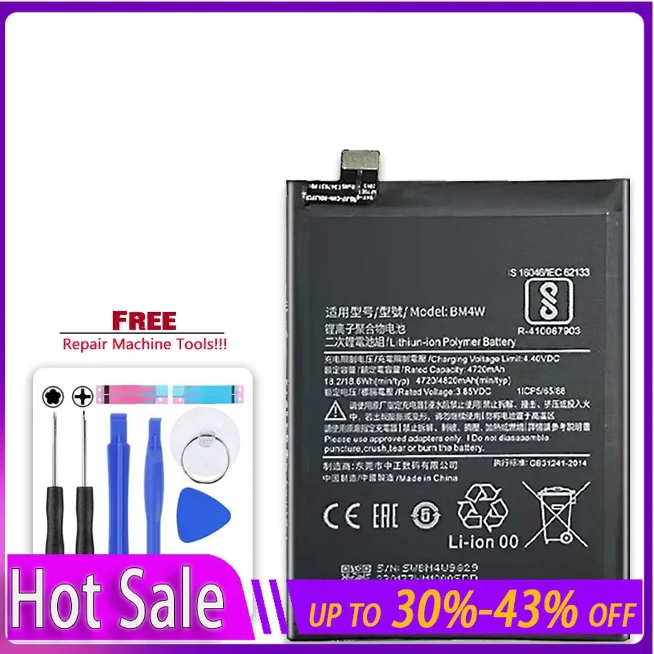 Battery BM4W BN53 4820mAh For Xiaomi Redmi Note 9 Pro Note9 Pro 5G note 9 Pro note9 Pro  BM4 W BN 53 Mobile Phone Batteira