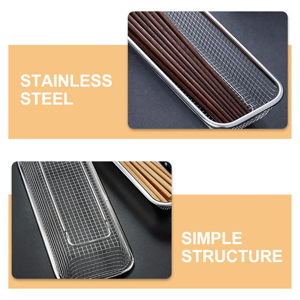 

2pcs Stainless Steel Chopstick Fork Holder Cutlery Storage Rack Kitchen Utensil Organizer Draining Spoon Container Countertop