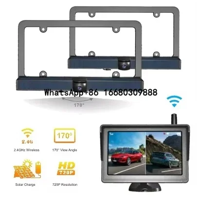 Parking Sensor System Reversing Radar 2 Channel Front Back Reverse HD 5 Inch Solar 2.4GHz Digital Wireless