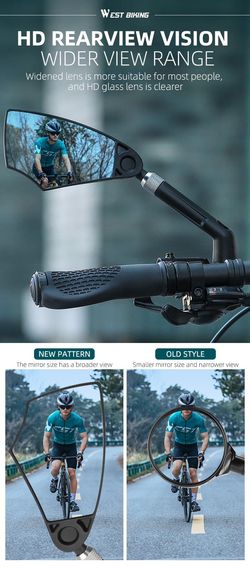 Fahrradrückspiegel, blendfrei, 360° ° Rotation Lenker Rückspiegel Motorrad Roller Spiegel Fahrrad Zubehör – Detail 4