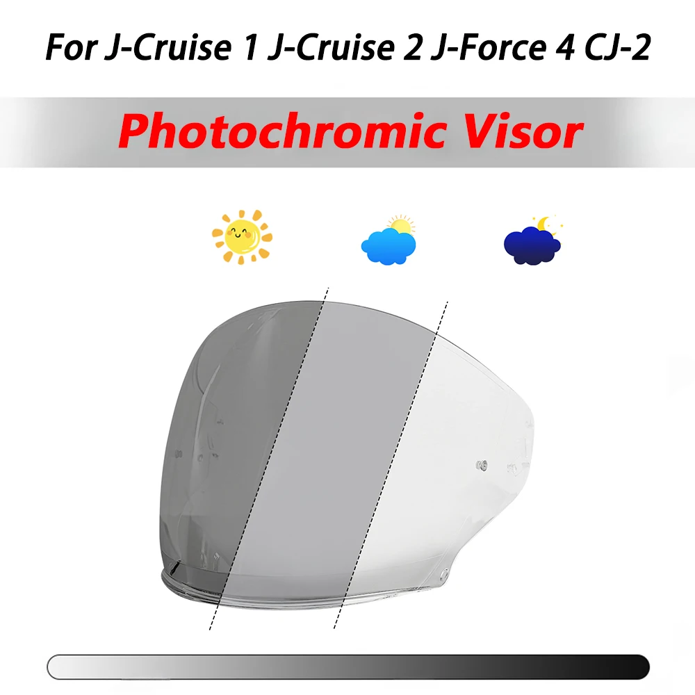 

For Shoei J-Cruise 1 2 J-Force 4 CJ-2 helmet Photochromic Visor Anti-UV PC visor Lens hromic Smoke Dark Replacement Visor