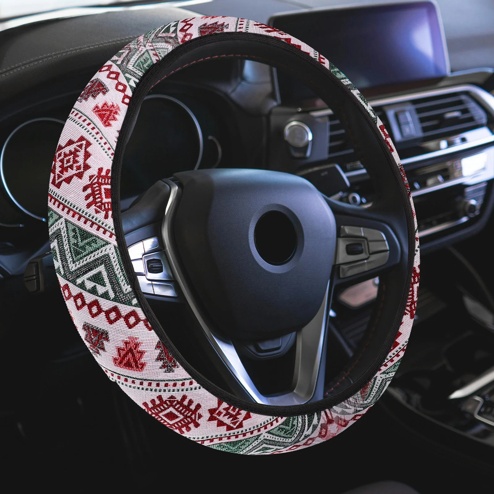 

Elastic Steering Wheel Cover Blue Pink Linen Material Anti Scratch Women's Car Wheel Protector Comfort Grip Auto Accessories