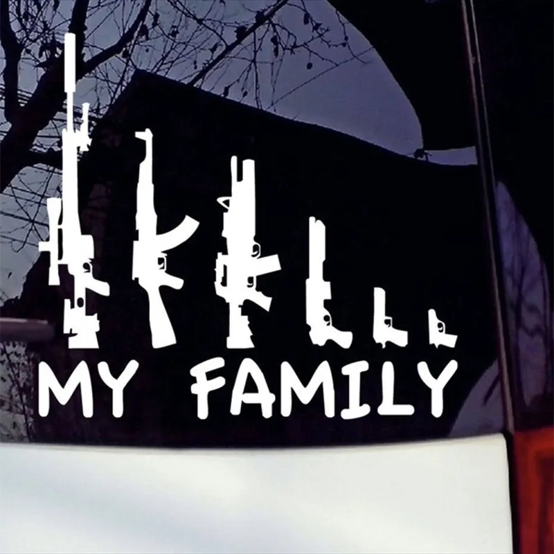 

My Family Gun Sticker Rifle Gun Weapon Vinyl Stickers Decals Funny Waterproof Sticker for Car Window Bumper