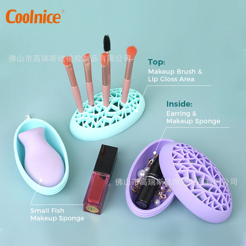 

2022 Silicone Makeup brush Storage box Creative Lipstick Storage rack Dressing table Eyeliner Makeup pen Finishing Drying rack