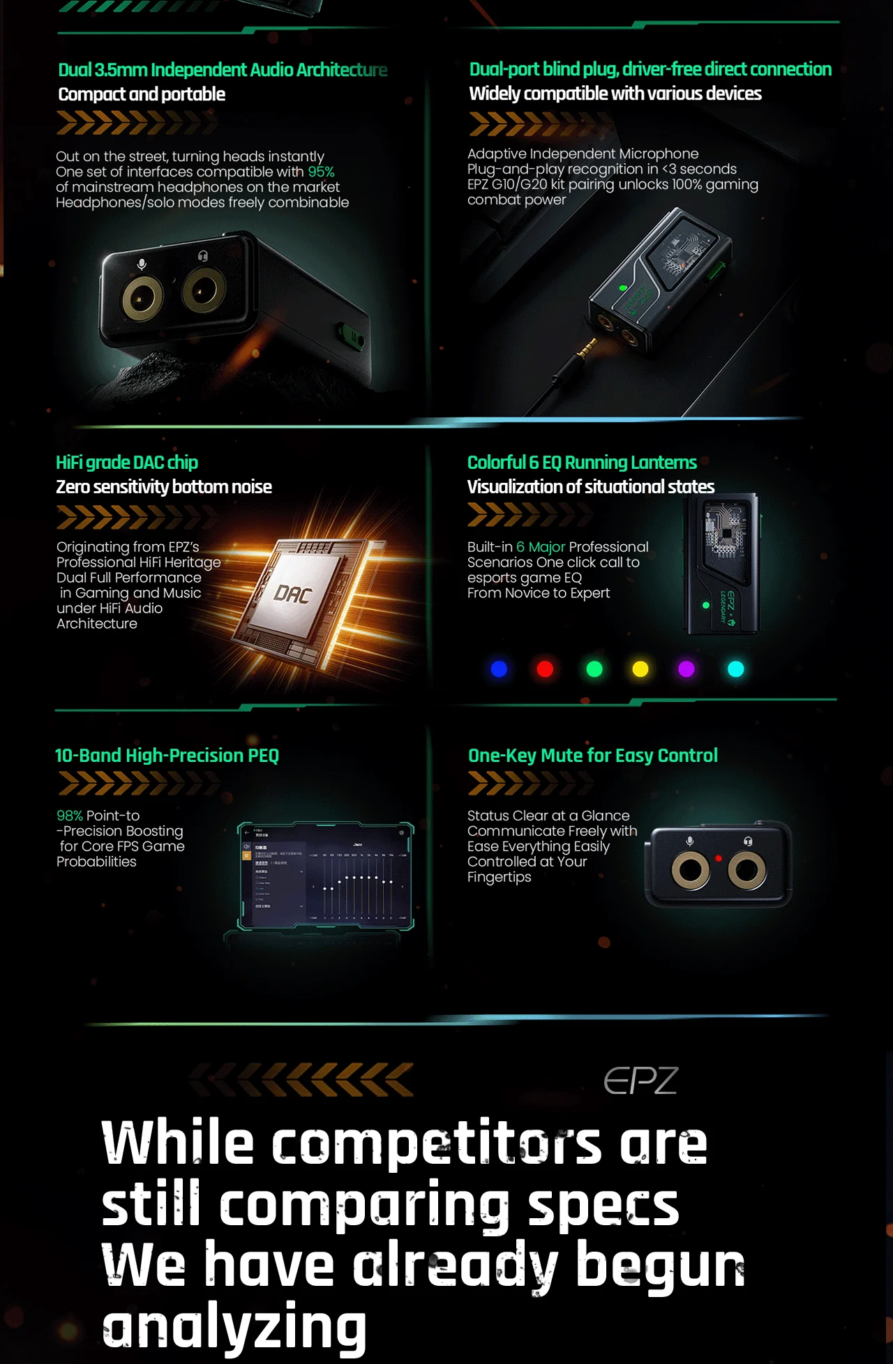 EPZ TS01 Gaming-Headset Externe Soundkarte mit Virtuellem 7.1 Surround Sound Tragbarer Audio-Decoder Kompatibel mit PC und PS4 – Detail 3