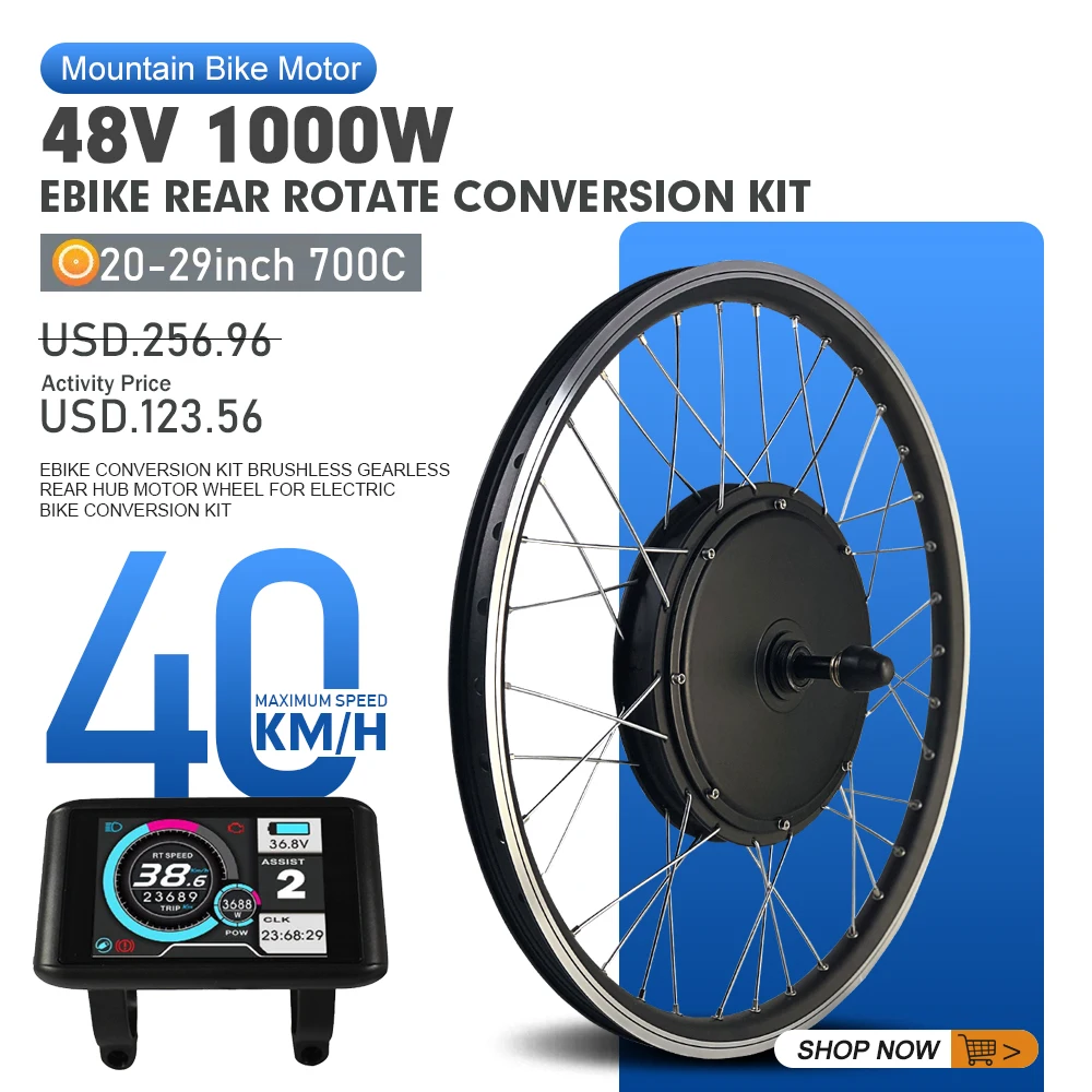 

Electric Bike Conversion Kit 48V 1000W Rear Rotate Hub Motor Wheel 20/24/26/27.5/28/29In700C Ebike Conversion Kit For Mountain