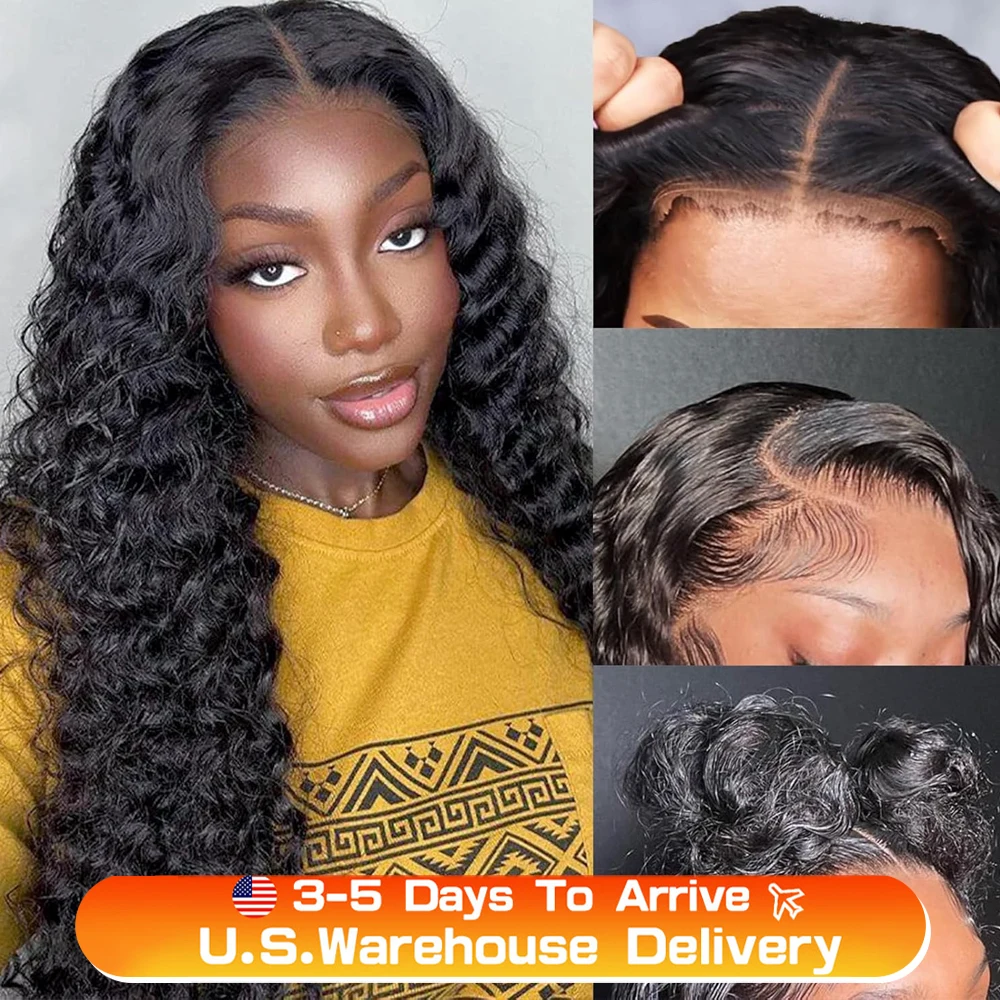 180% Hd 13x5 Deep Water Wave Ready to Wear Human Hair Wigs Loose Deep Wave Lace Front Wig Curly 13x4 Glueless Wig For Women