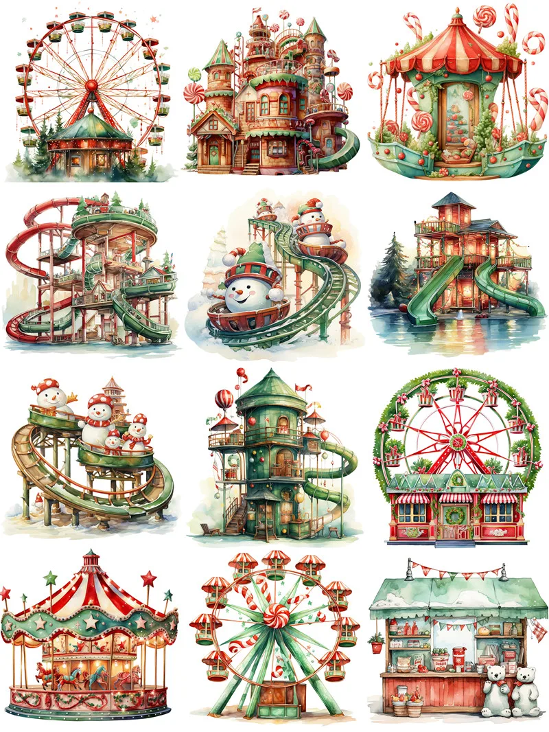 Christmas Amusement Park Stickers Crafts And Scrapbooking stickers kids toys book Decorative sticker DIY Stationery