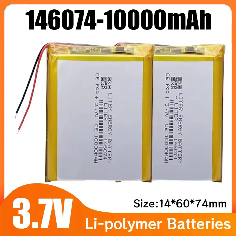 136074/146074 Li-polymer Battery 3.7V 10000mAh Rechargeable Lipo Polymer Batteries for Power Bank Toy GPS Laptop Camping Lights