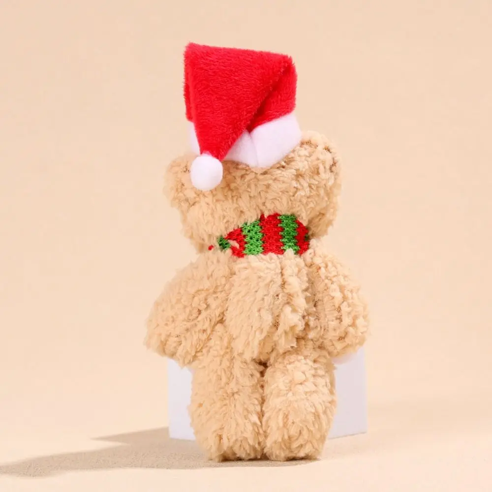 

Мягкий плюшевый медведь с шарфом и цветком, рождественский медведь из ПП-хлопка, милый мультяшный рождественский медведь-подвеска, украшение для торта
