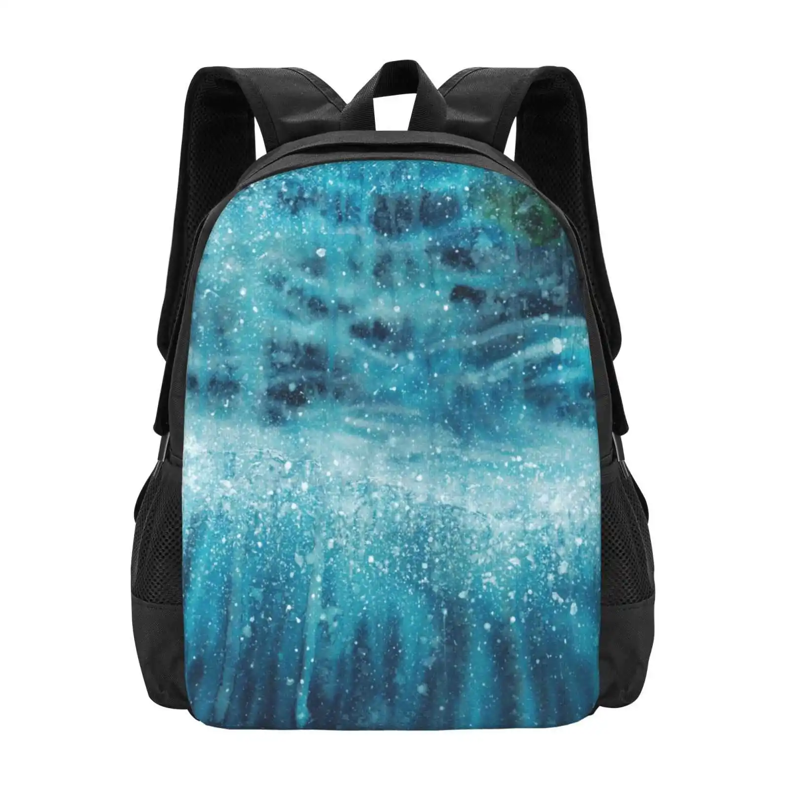Diseño de patrón de moda subacuática, mochila escolar para ordenador portátil de viaje, bolsa azul burbuja bajo el agua H2o, Save The Ocean Alga Waves Surf