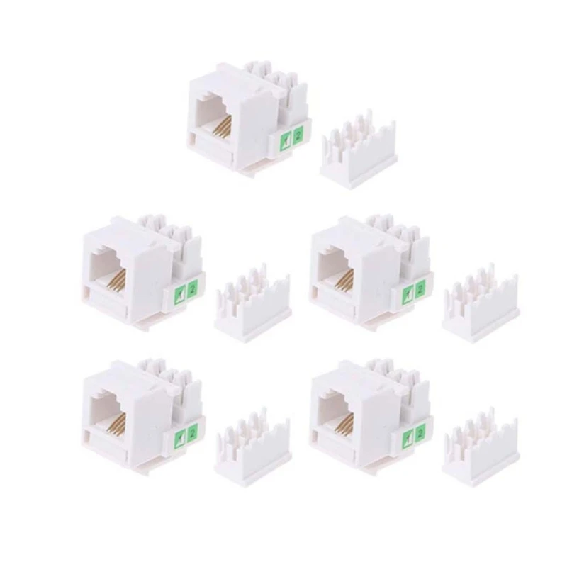 DN59 5pcs Rj11 Cat3 Socket Connector Telephone Module 4-wire Cable Adapter Telecom Voice Keystone Jack 6p4c Tool-free