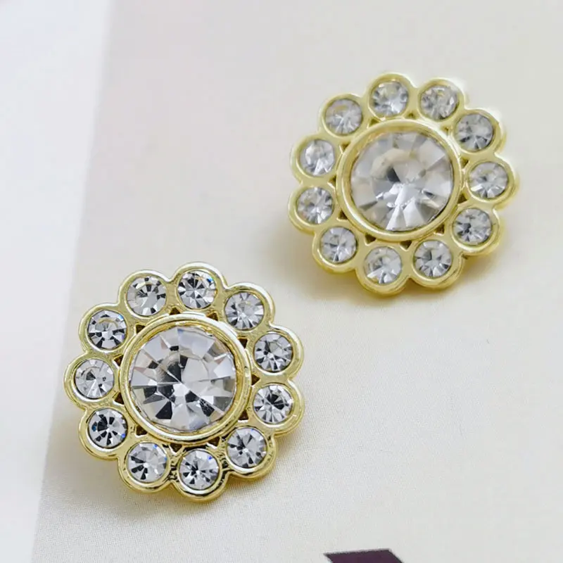 Volle Strass-Metall-Blumen-Ösenknöpfe, runde Knöpfe für Hemden/Blusen, Nähzubehör, Zubehör, 10 Stück, 14 mm – Detail 4