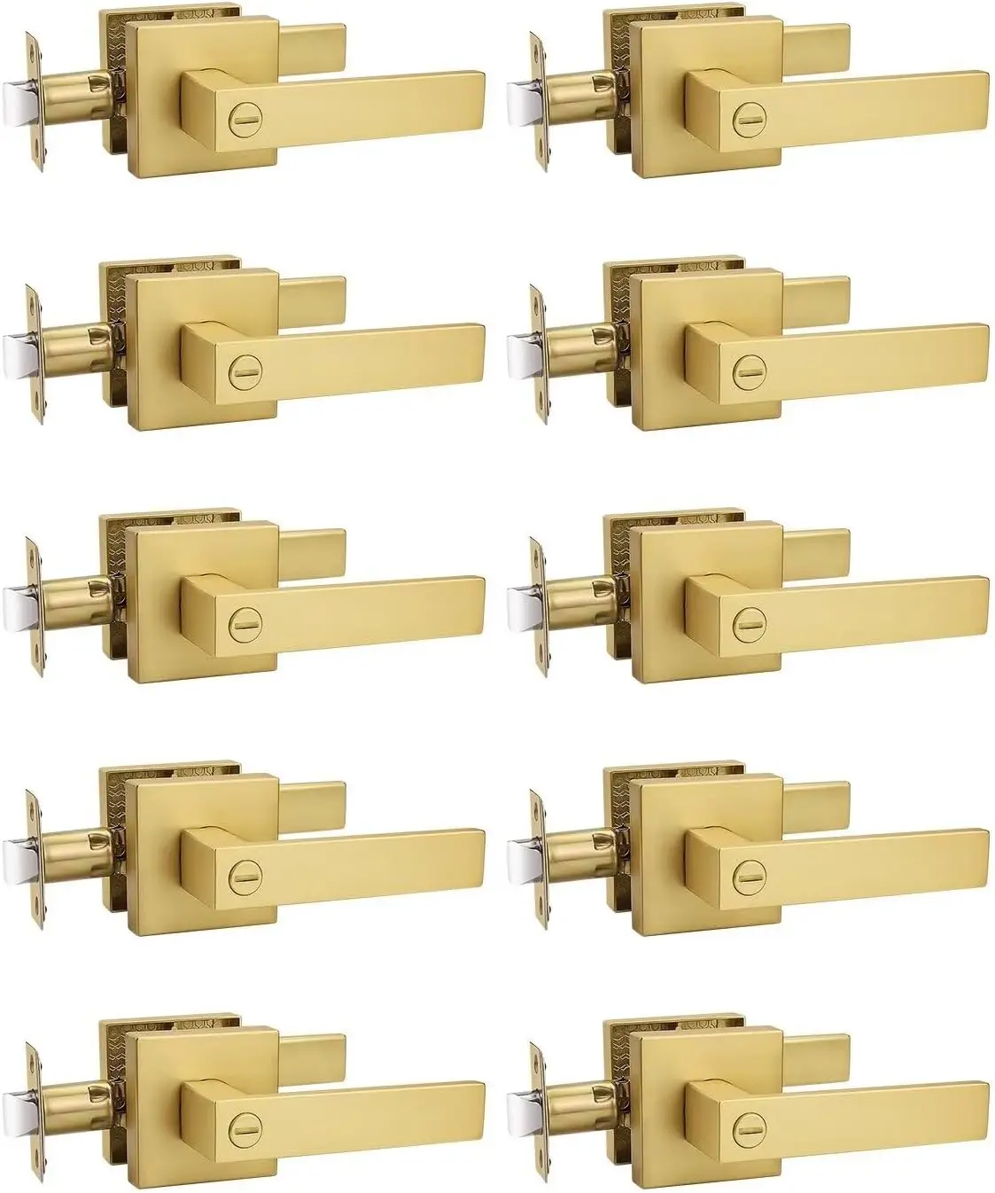 

Набор из 10 прочных дверных ручек для межкомнатных дверей, матовая латунь, без ключа, для спальни и ванной комнаты