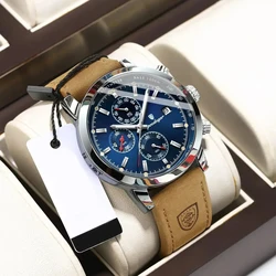 POEDAGAR Top Brand Luxury Man Watch Waterproof Chronograph Luminous Date Wristwatch For Men Quartz Leather Men's Watches Sprots