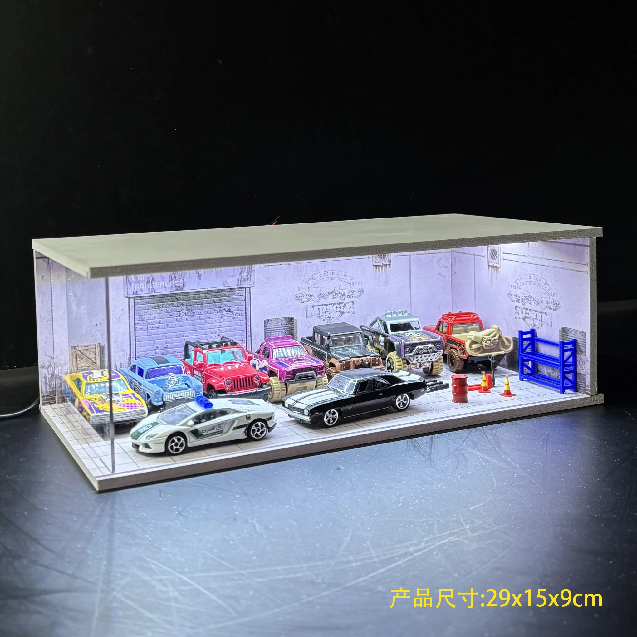 1/64 Auto-Garagen-Diorama Miniatur-Parkplatzmodelle Legierung Auto-Modellautoszenen-Aufbewahrungs- und Präsentationsbox Auto-Modell-Sammelboxen – Detail 19