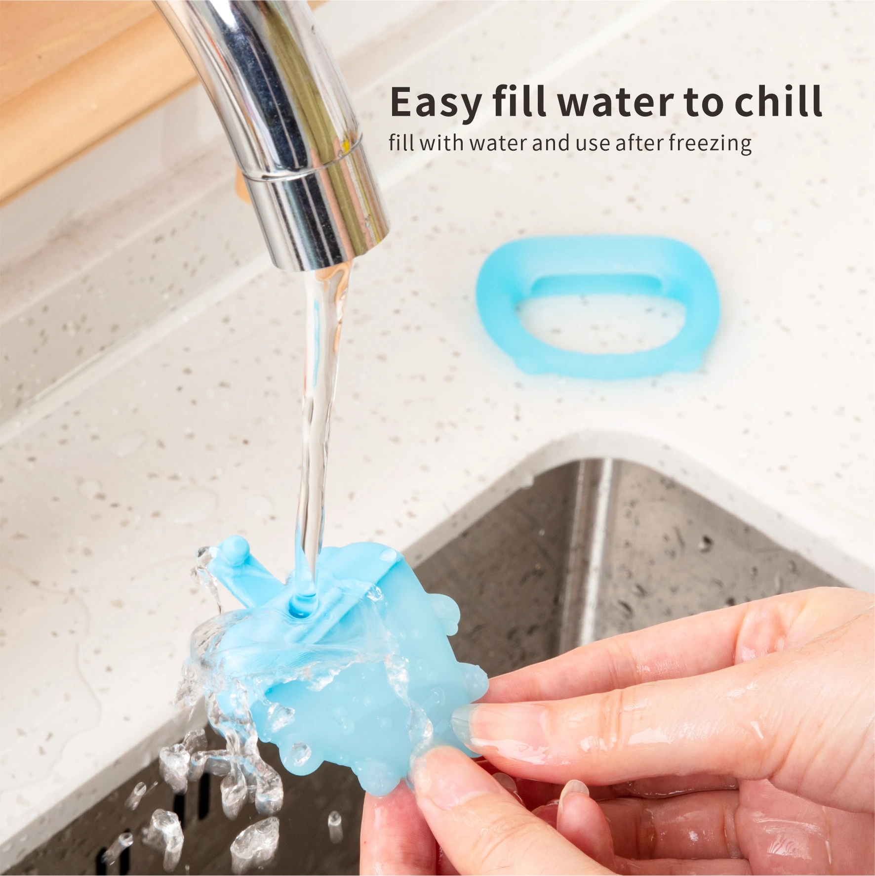 ألعاب التسنين المصنوعة من السيليكون للأطفال قابلة للتجميد - تخفيف التبريد للأطفال من عمر 0 إلى 12 شهرًا، خالية من مادة BPA، ألعاب التسنين المملوءة بالماء والثلج، آمنة #3