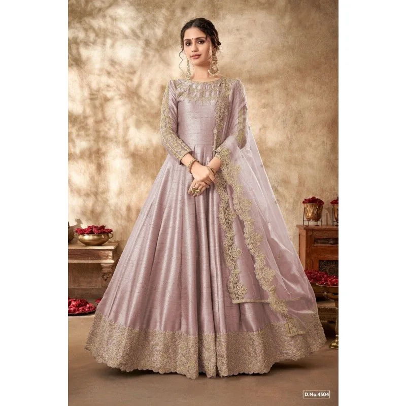 

Lavender Color Beautiful Embroidery Worked Ready Made Anarkali Full Flared Gowns