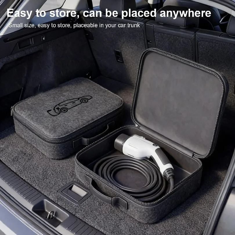 EV Charger Storage Case Felt Electric Vehicle Charging Cord Organizer Electric Vehicle Charging Cable Organizer Bag for Car