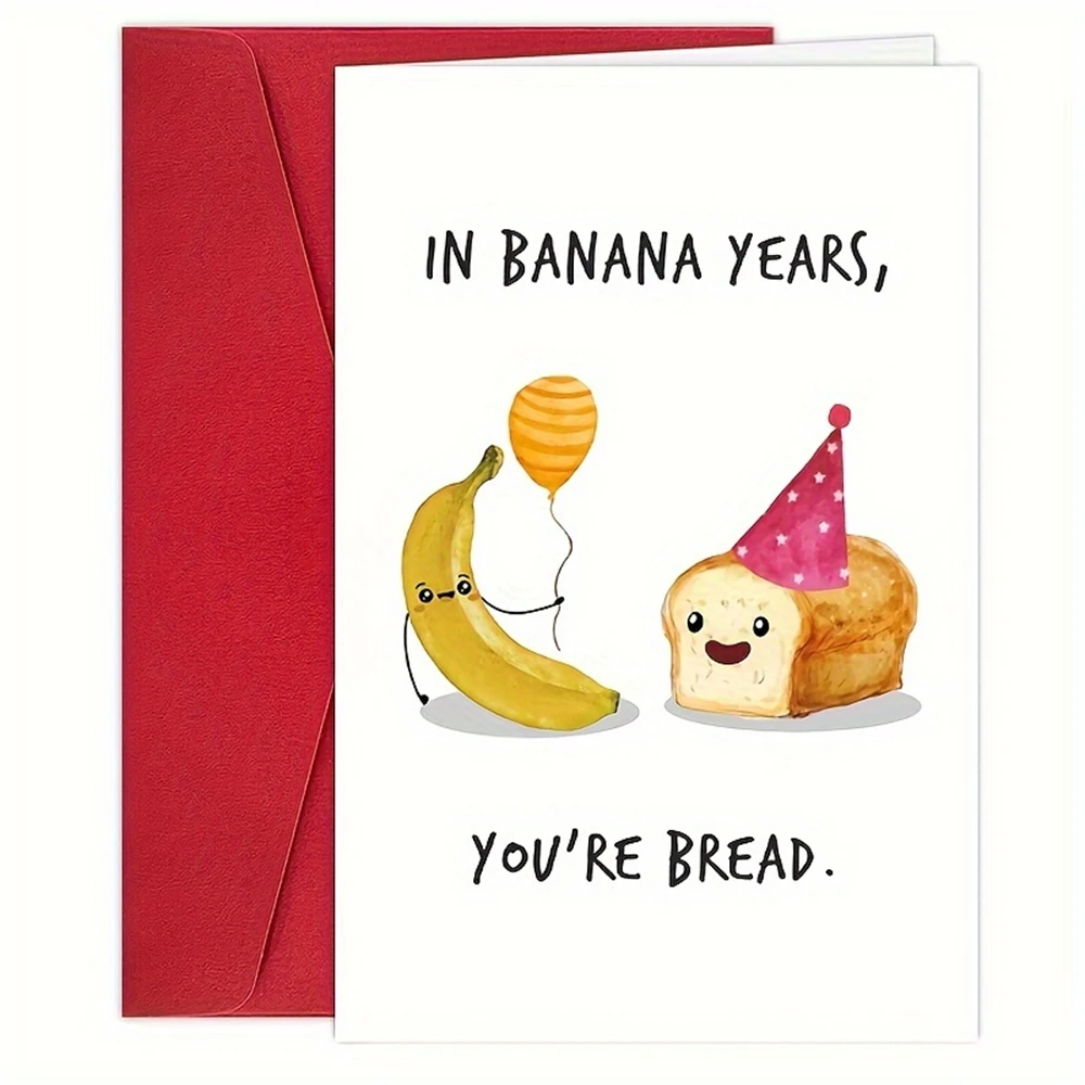 بطاقة عيد ميلاد مضحكة للرجل والمرأة ، 1 ، بطاقة عيد ميلاد مضحكة لصديق ، أخت ، أخت ، هدية للسنة الموز