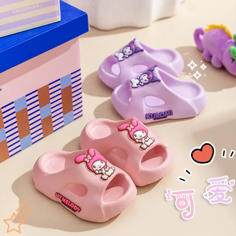 Kawaii Sanrio pantofole estive per bambini Anime Cartoon Kuromi Cinnamoroll pantofole per interni per bambini casa infradito antiscivolo regalo per