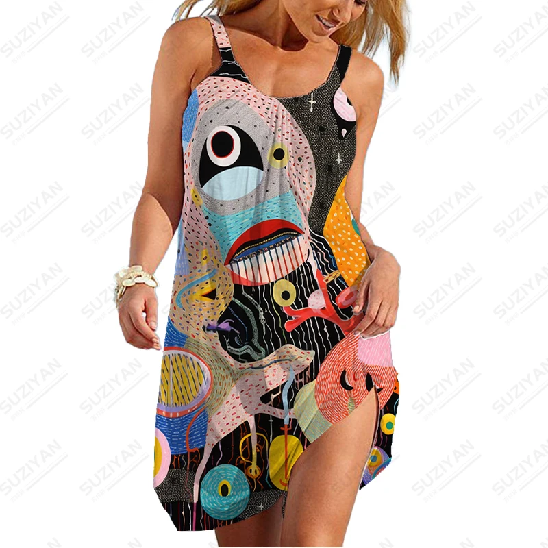 Personality Creative 3D Printing Dress Summer Harajuku Dress Women's Comfortable Large -size Dress Loose Leisure Dress