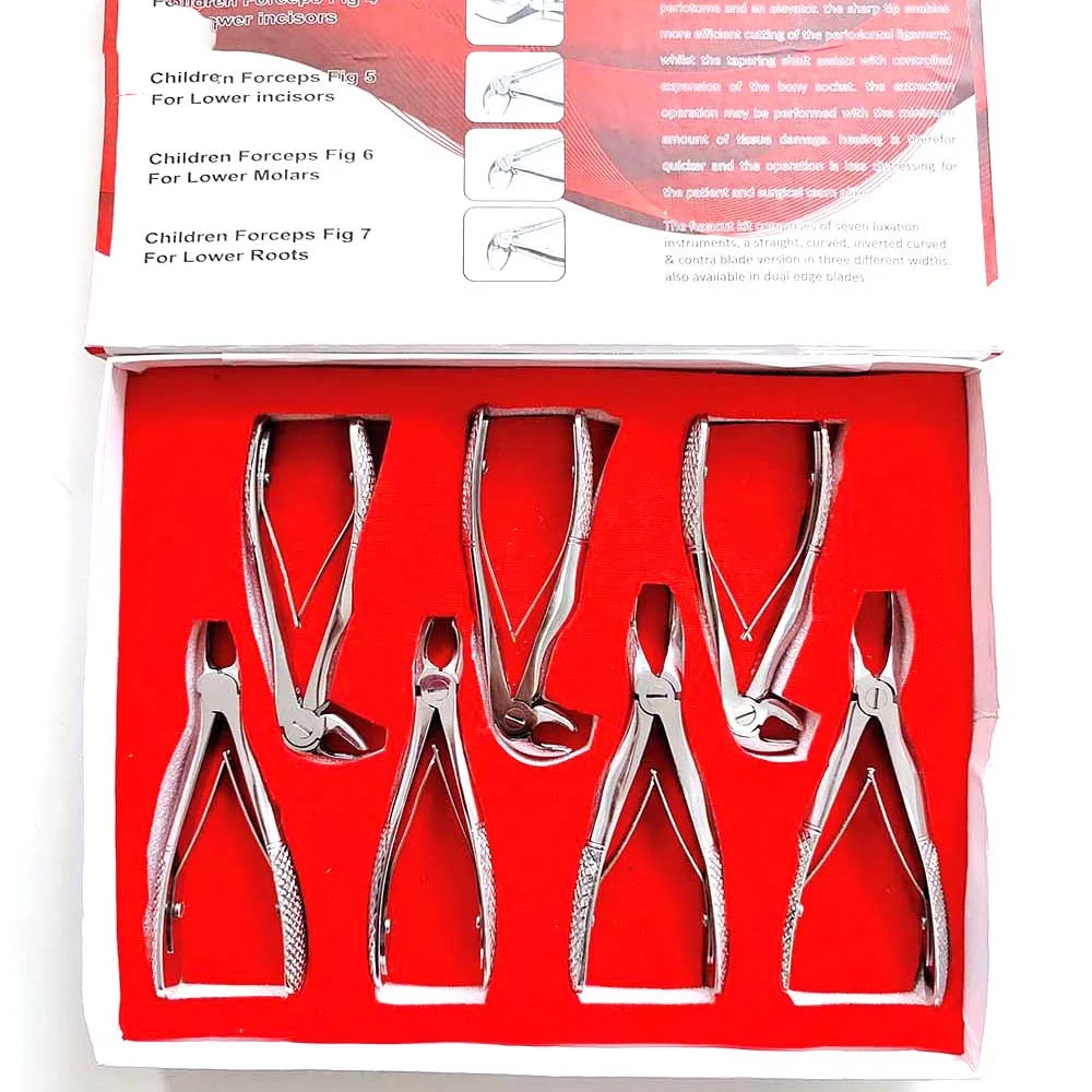 7Pcs/set Kids Dental Extracting Plier Forceps Surgical Teeth Extraction Forcep Children Teeth Root Extracting Pliers