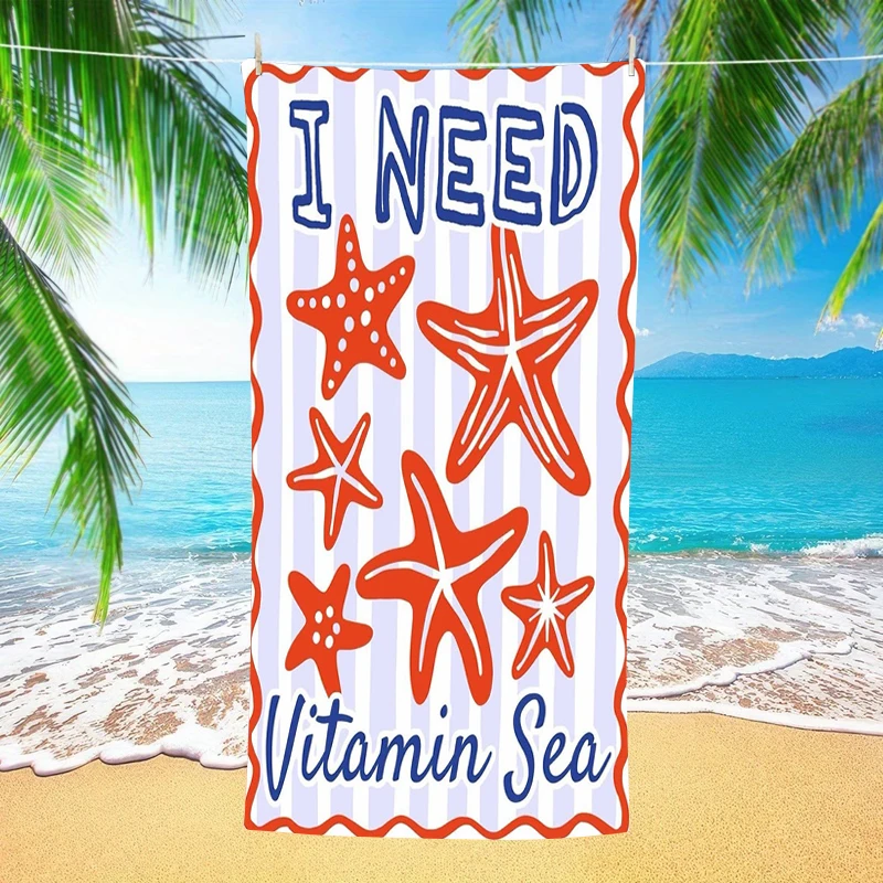 Ibiza Beach Towel Seashell Star Coastal Print Oversized Microfiber Quick Dry Sand Free Summer Vacation Pool Travel Cute Gift