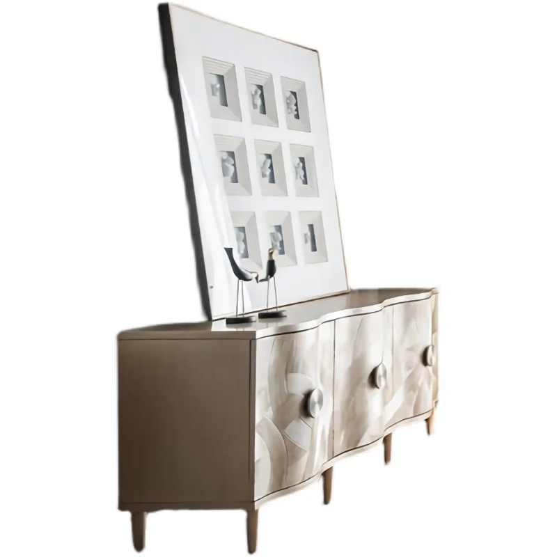 

Американский твердый деревянный резной цветок, старый ТВ-шкаф, вход, неоклассический европейский ретро-столовый боковой шкаф для гостиной