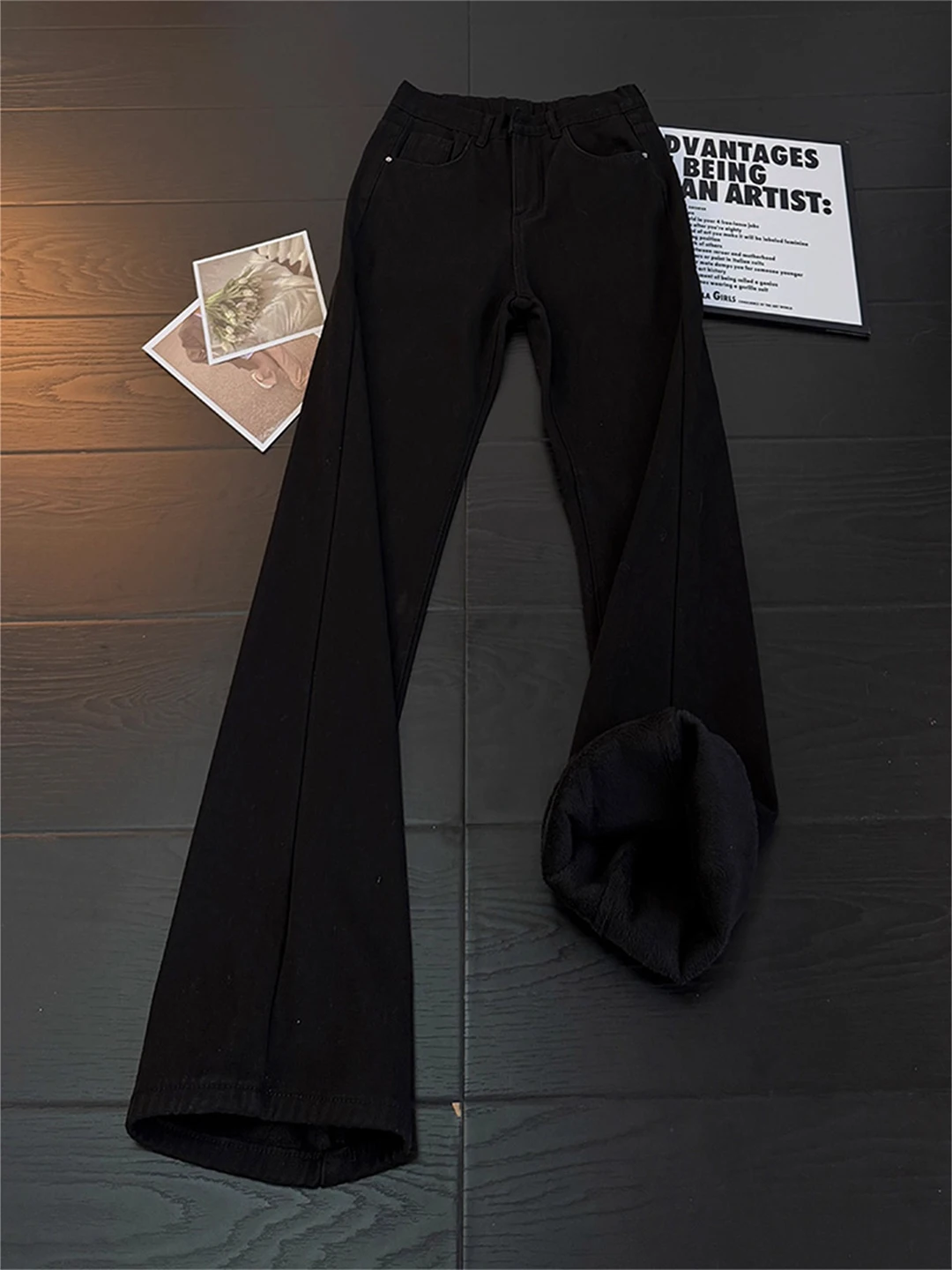 

Cleanfit Bla Fce Lined Flared Jeans Men's Winter Slim Straight American Vibe Knife Casual Jeans Youth ular